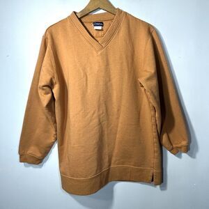VINTAGE CATALINA FLEECE PULLOVER SWEATSHIRT V-NECK LONG SLEEVE M Fall Orange